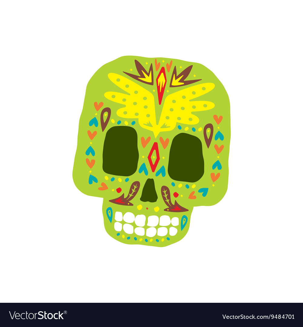 Bright color traditional mexican painted scull