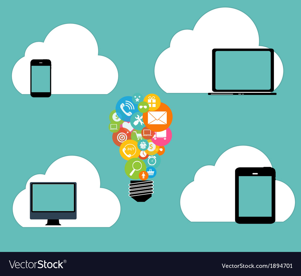 Cloud computing concept on different electronic