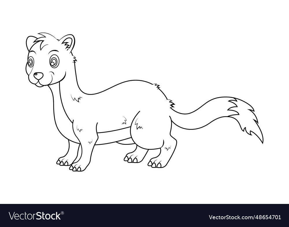 Coloring page of a weasel cartoon character Vector Image