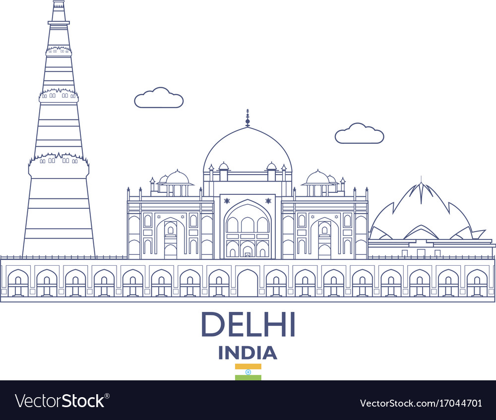 Delhi city skyline Royalty Free Vector Image - VectorStock