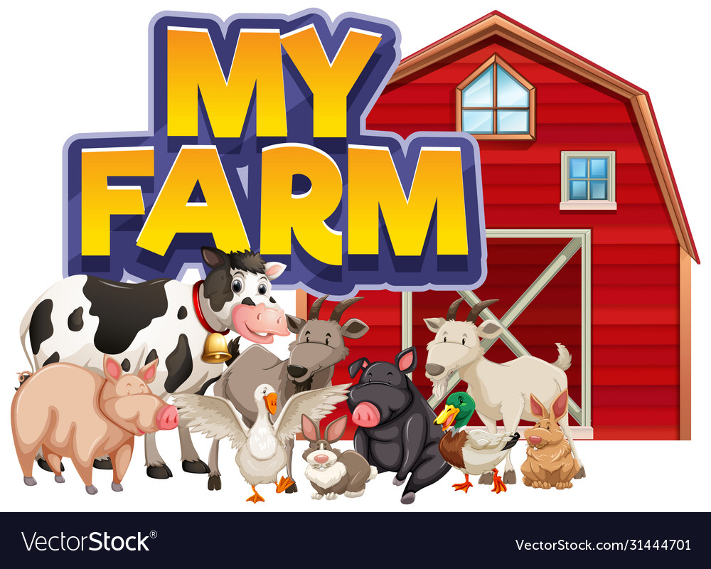 Font design for word my farm with many farm Vector Image