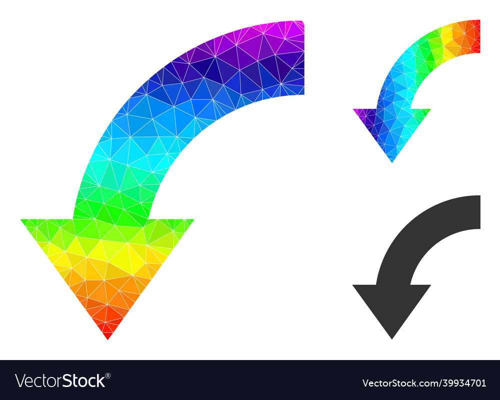 Polygonal rotate down icon with spectrum vector image Polygonal rotate down icon with spectrum