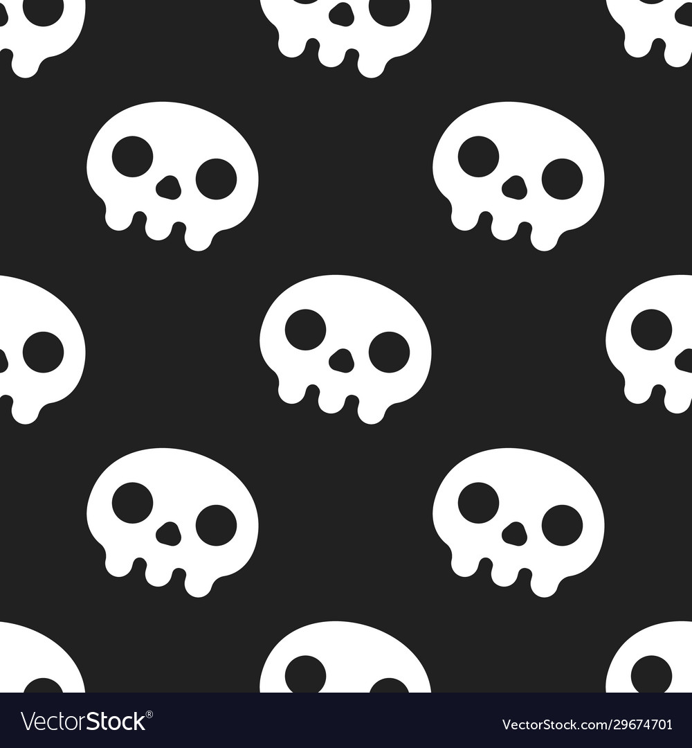 Seamless pattern with white skulls and crossing