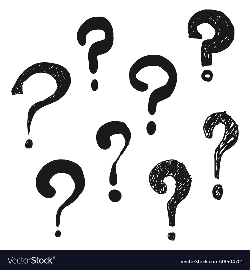 Set of hand drawn question marks doodle questions Vector Image