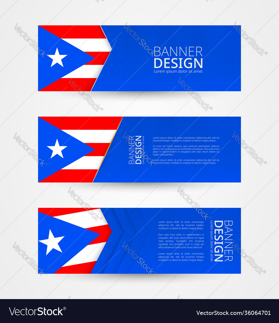 Set three horizontal banners with flag