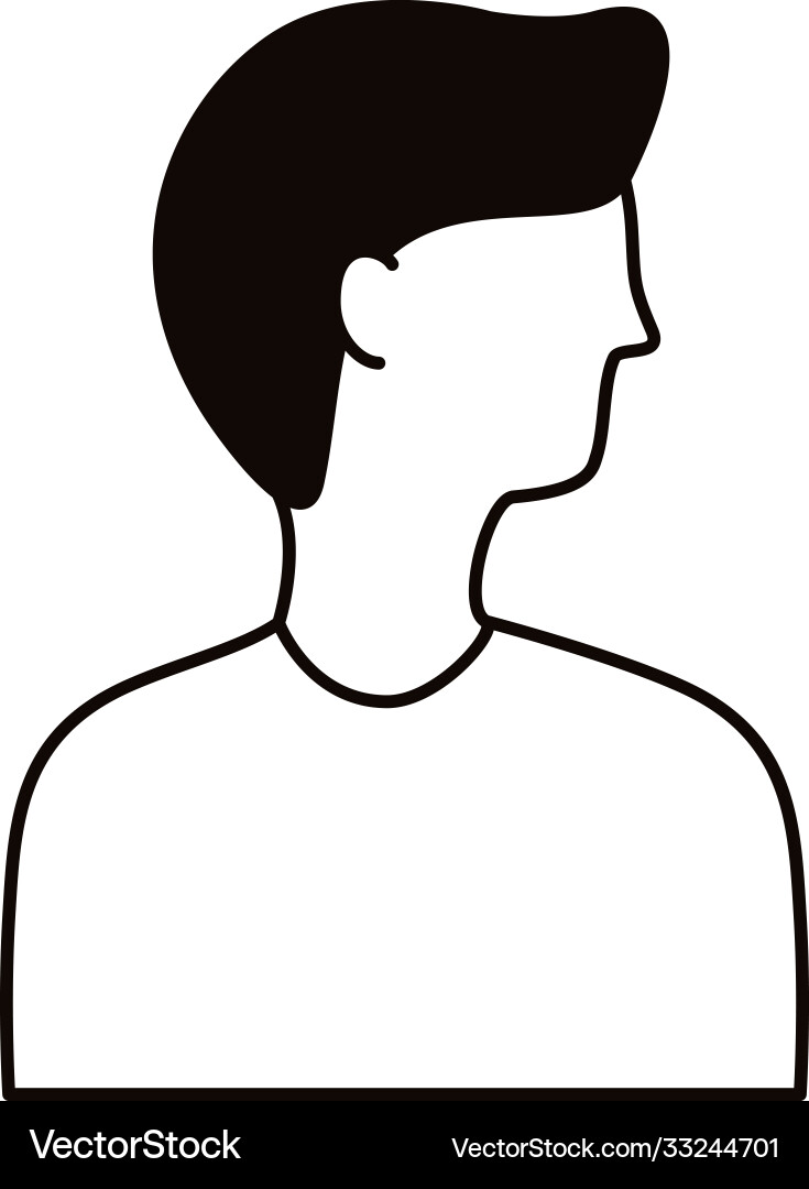 Young Man Profile Avatar Character Line Style Icon