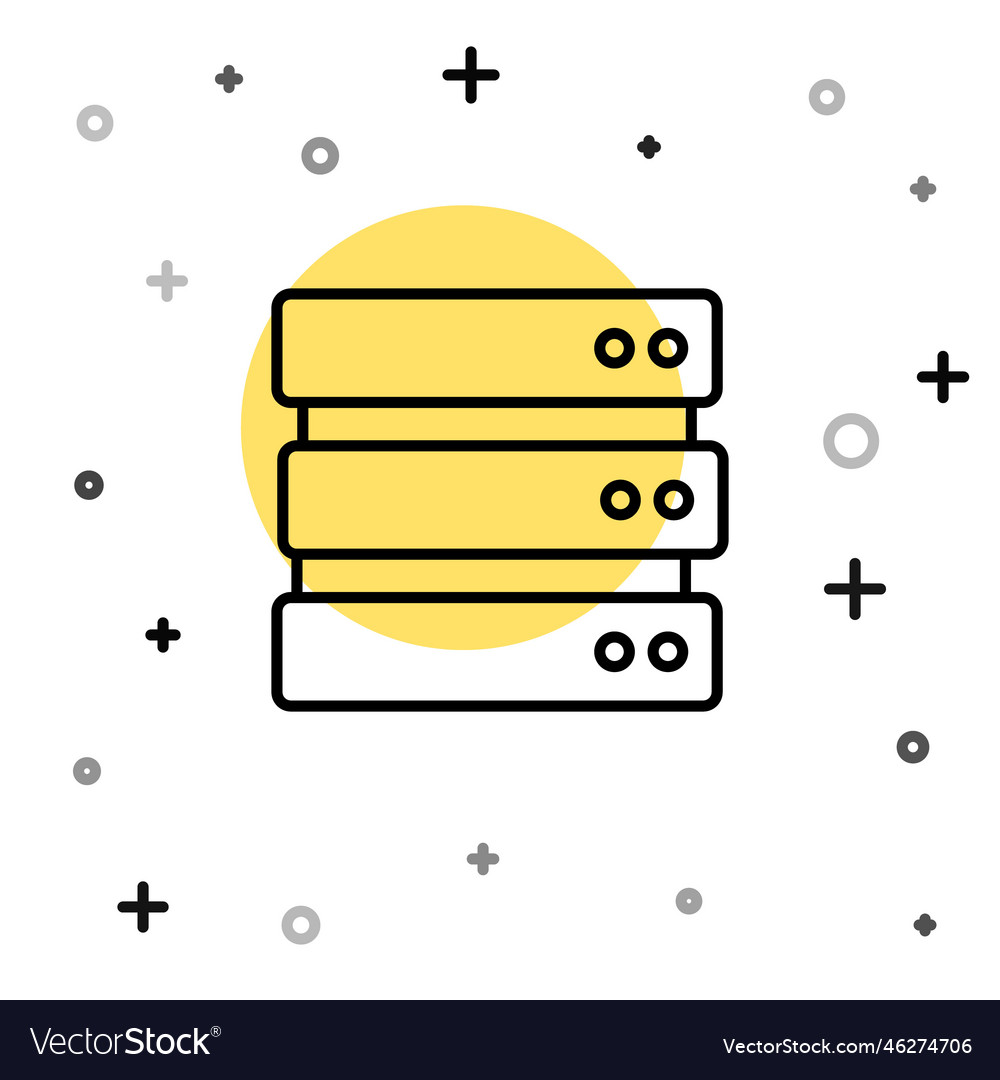 Black line server data web hosting icon isolated vector image Black line server data web hosting icon isolated