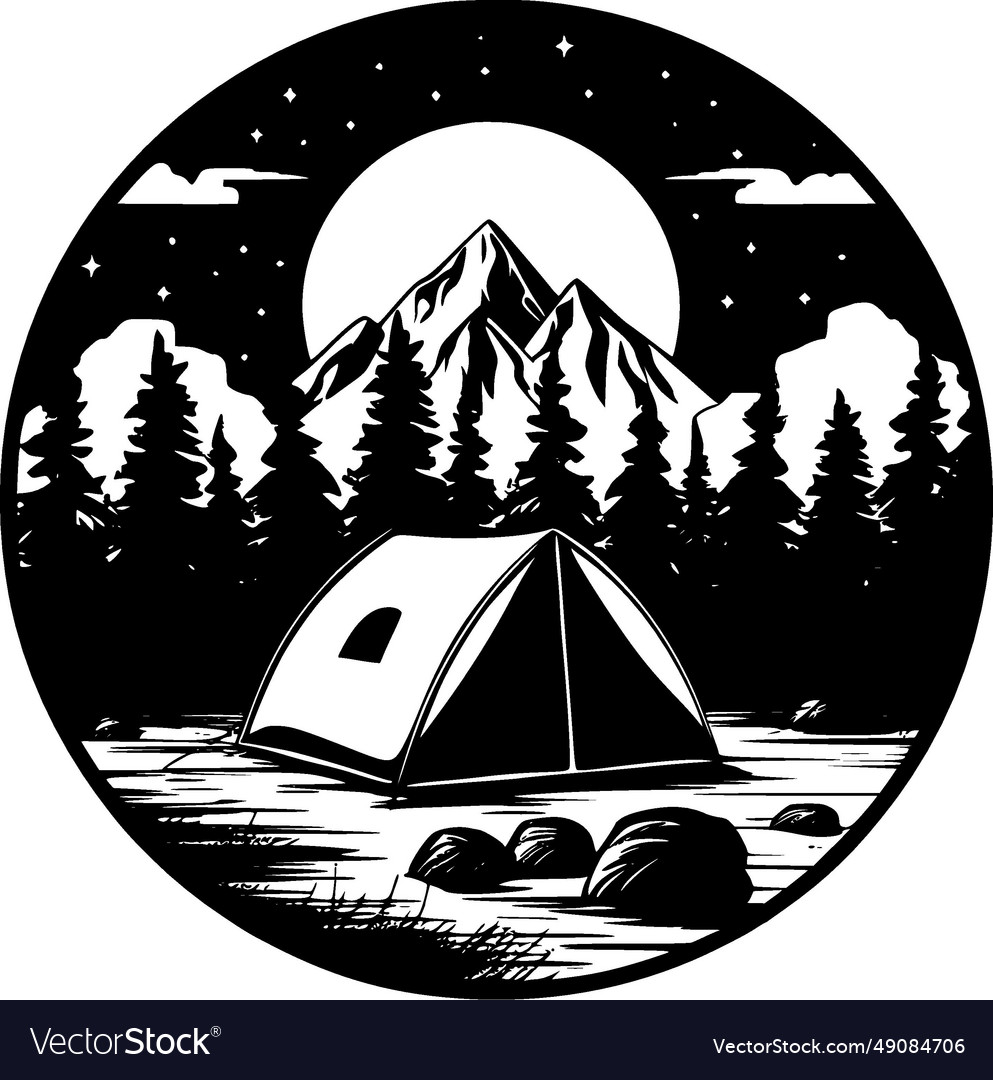 Camping - minimalist and simple silhouette