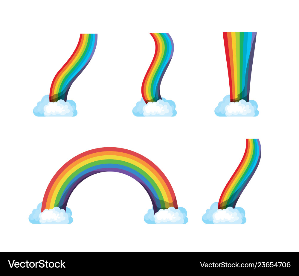 Cute rainbow with clouds Royalty Free Vector Image
