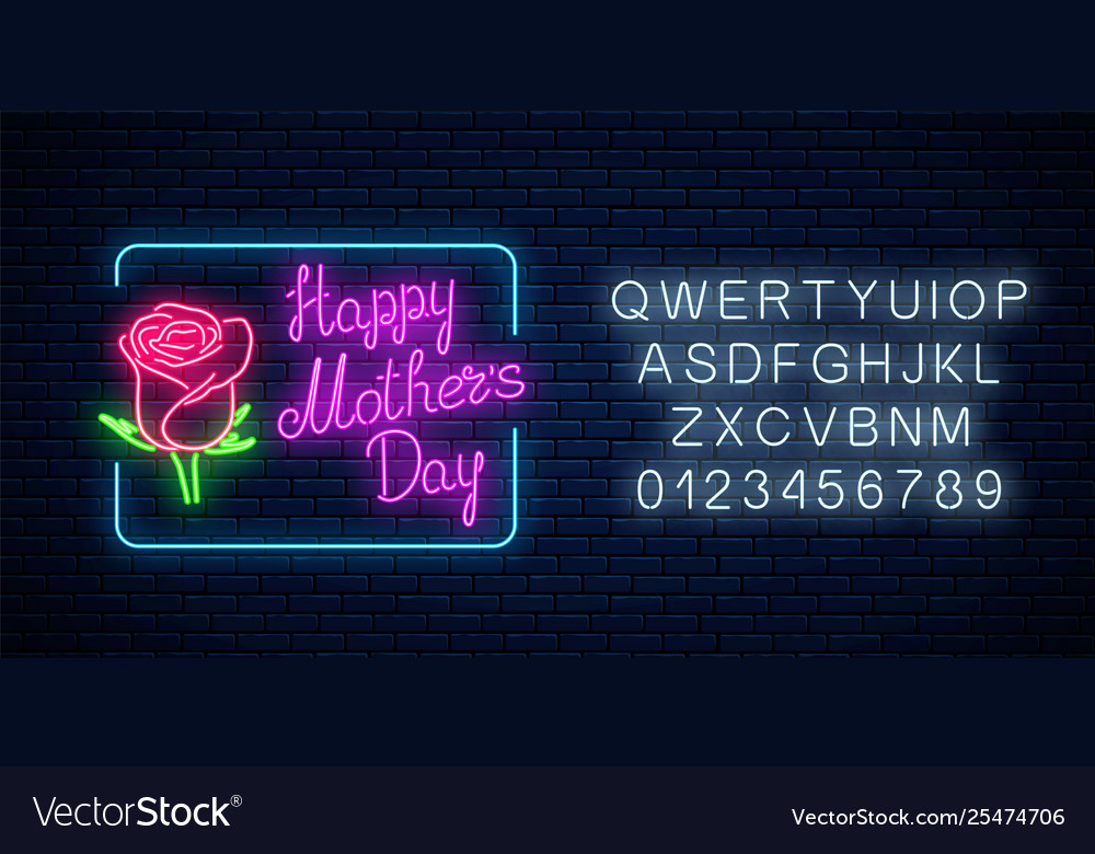 Glowing neon banner world mothers day