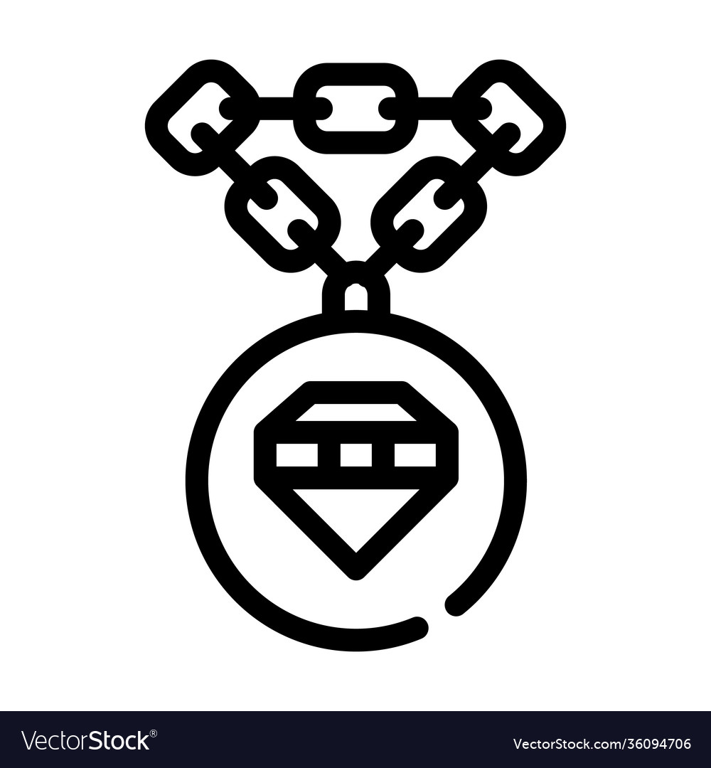 Jewelry chain with diamond line icon Royalty Free Vector