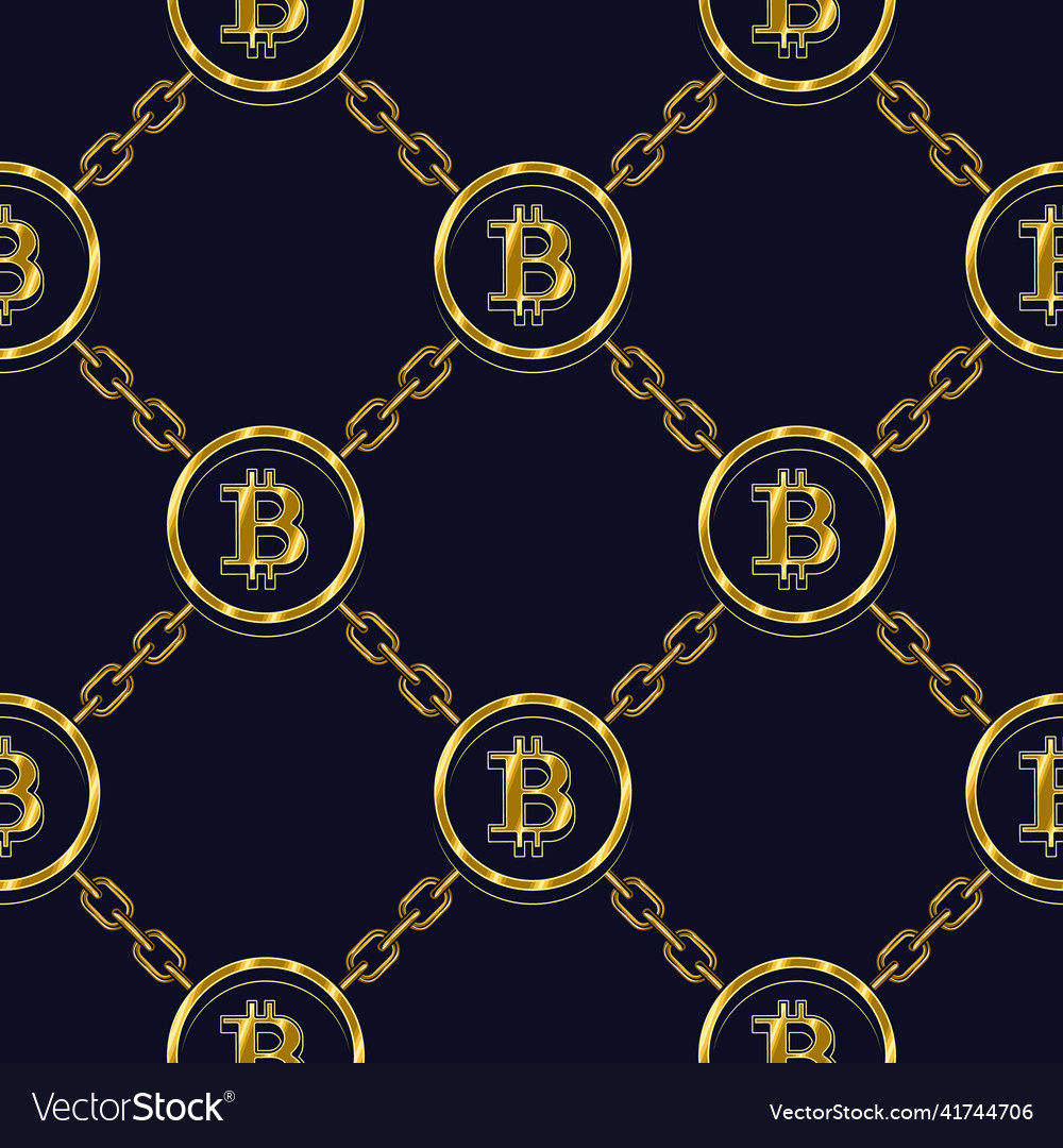 Pattern with bitcoin symbols chain diagonal grid vector image Pattern with bitcoin symbols chain diagonal grid