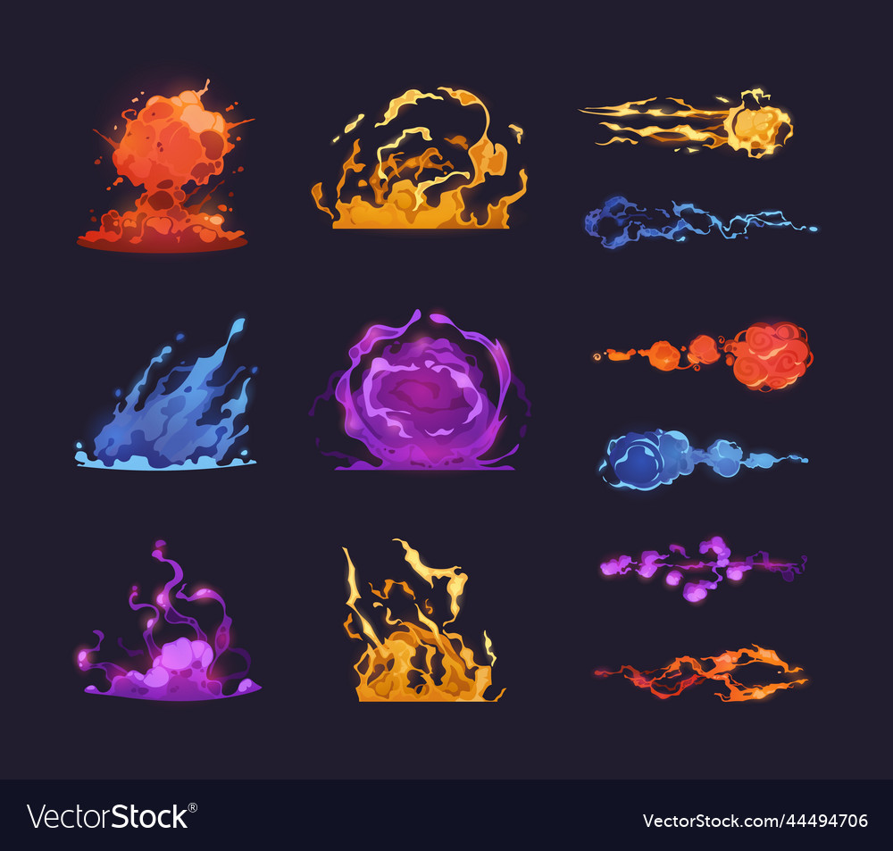 Power blast and explosion cartoon colorful game Vector Image