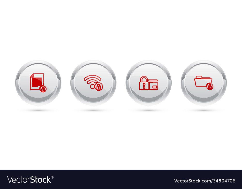 Set line document and lock wifi locked credit vector image Set line document and lock wifi locked credit