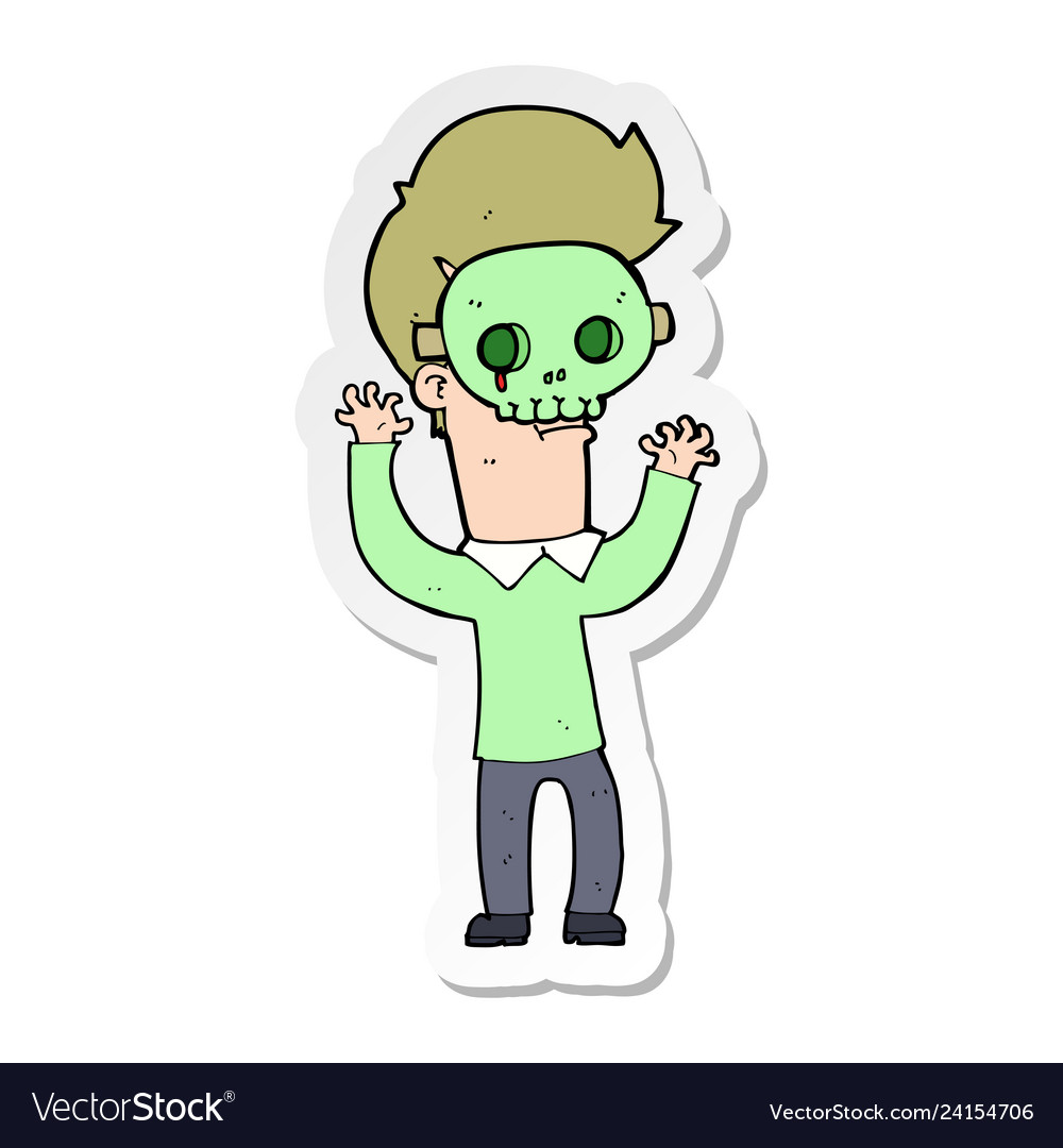 Sticker of a cartoon man in skull mask Royalty Free Vector