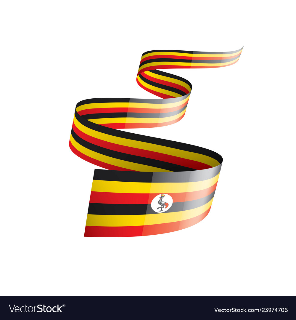 Uganda Flagge auf einem weißen