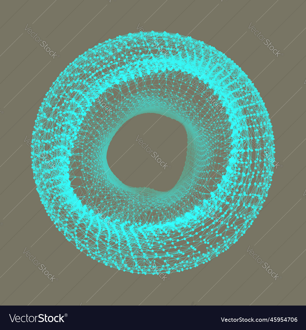 Wireframe object with lines and dots abstract 3d vector image Wireframe object with lines and dots abstract 3d