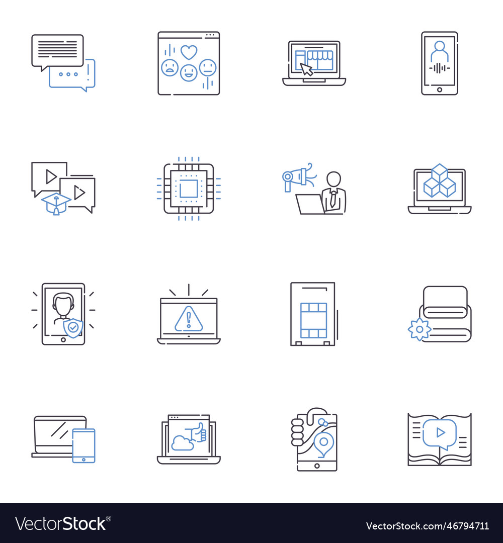 Bayesian nerks line icons collection vector image Bayesian nerks line icons collection