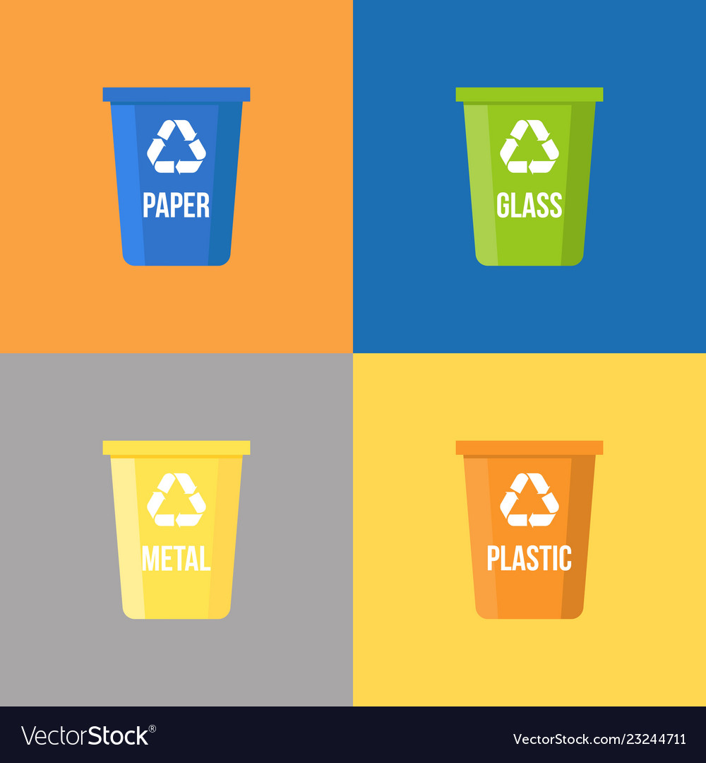 Colorful recycle bin flat design