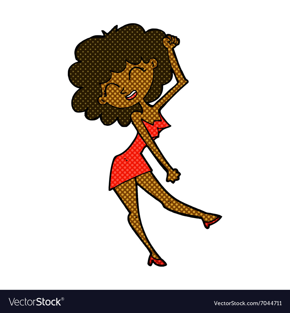 Comic cartoon dancing woman