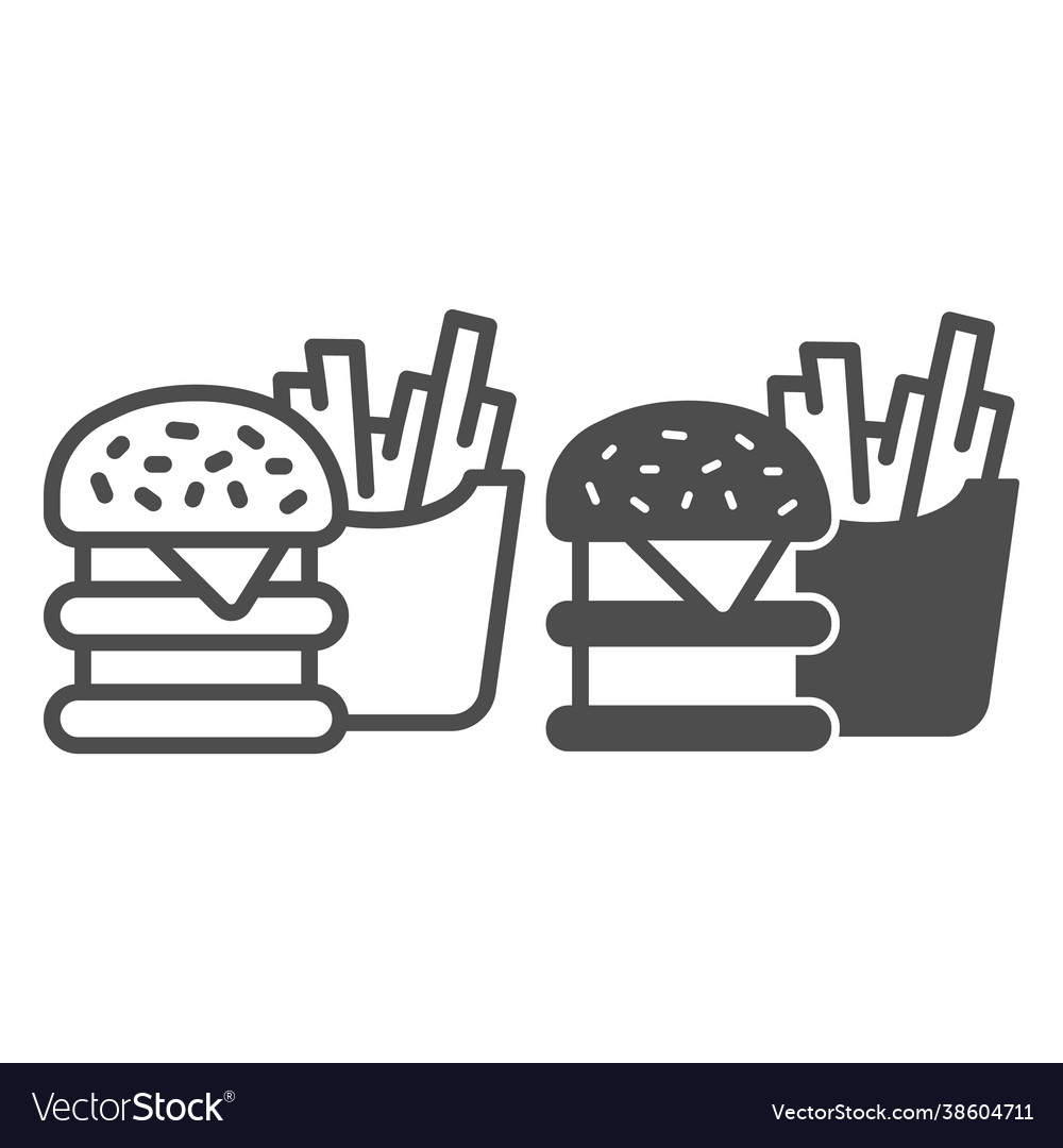 Fast food line and solid icon officesyndrome vector image Fast food line and solid icon officesyndrome