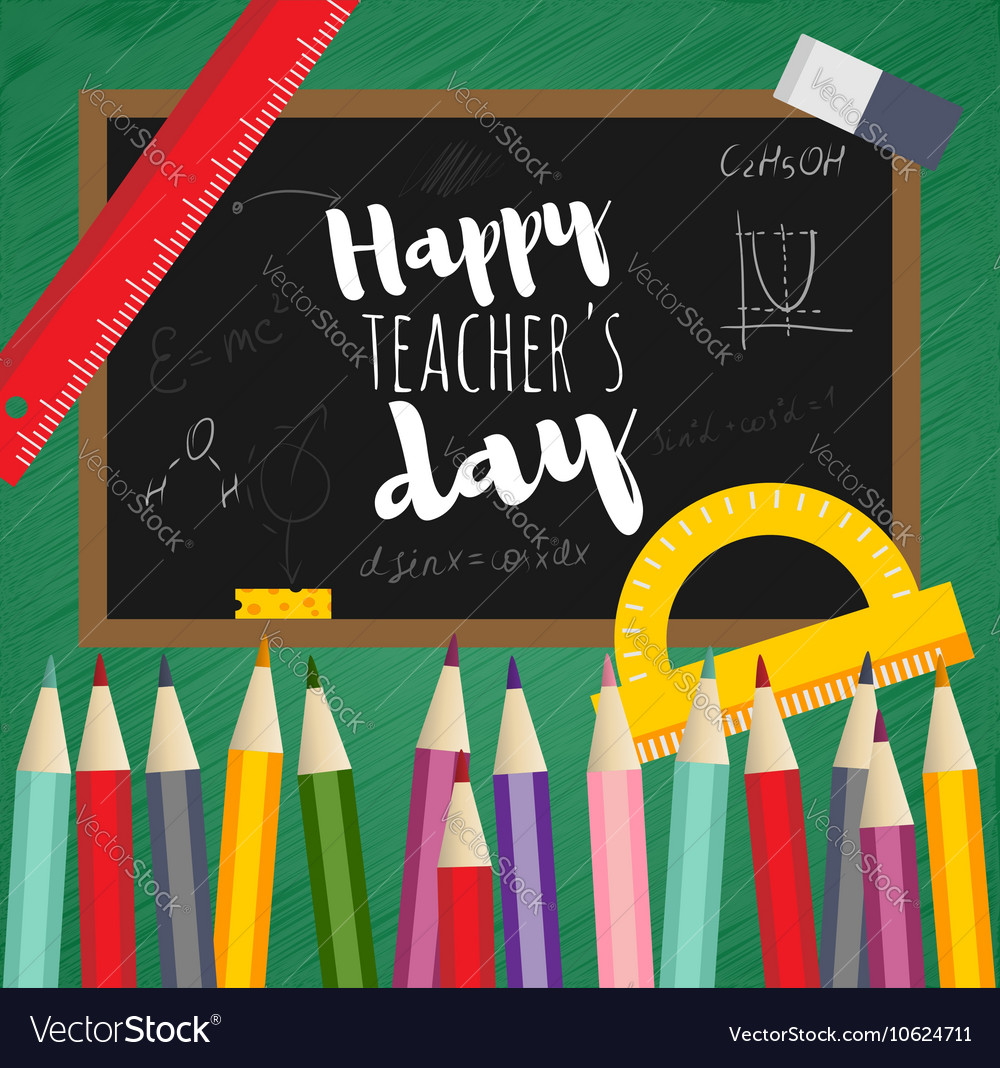 Greeting card happy teachers day Royalty Free Vector Image