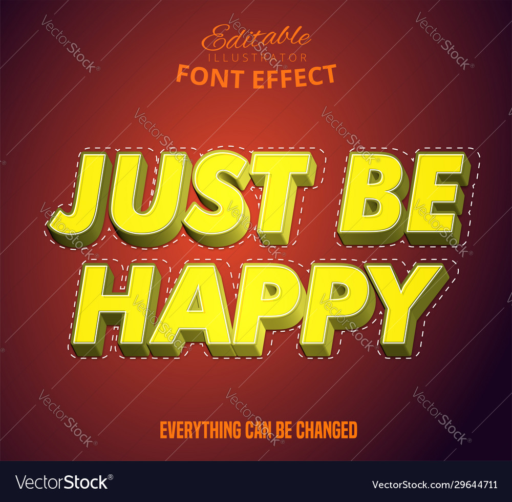 Just be happy text editable font effect