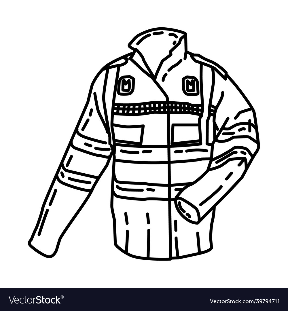 Police waterproof jakets icon doodle hand drawn