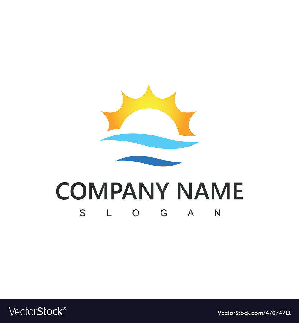 Rising sun logo sun icon Royalty Free Vector Image