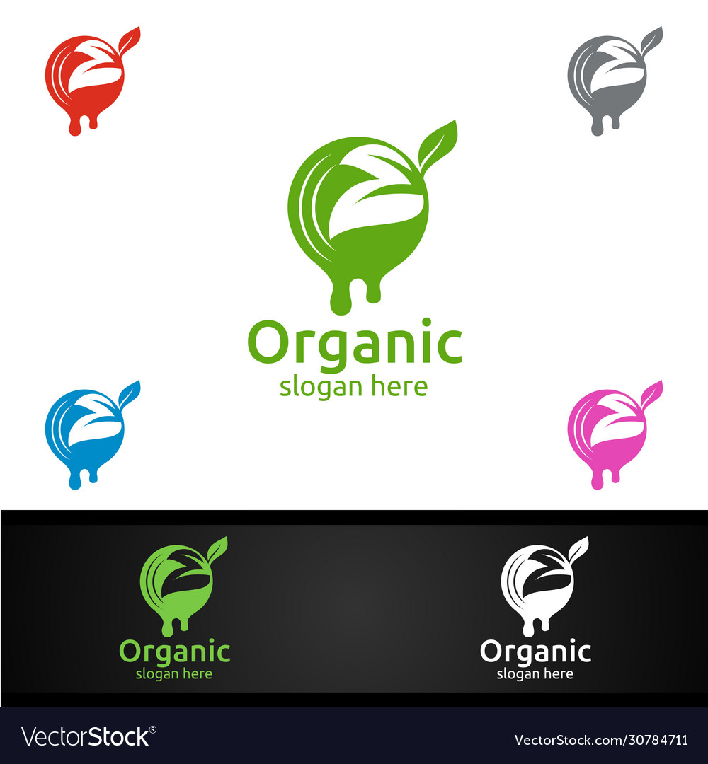 Water natural and organic logo design template