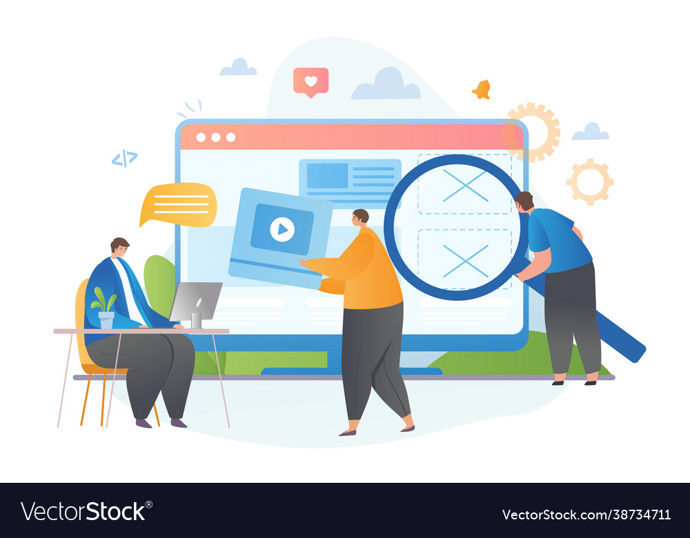 Junge männliche Zeichen sind Programmierung und Codierung vector image Junge männliche Zeichen sind Programmierung und Codierung