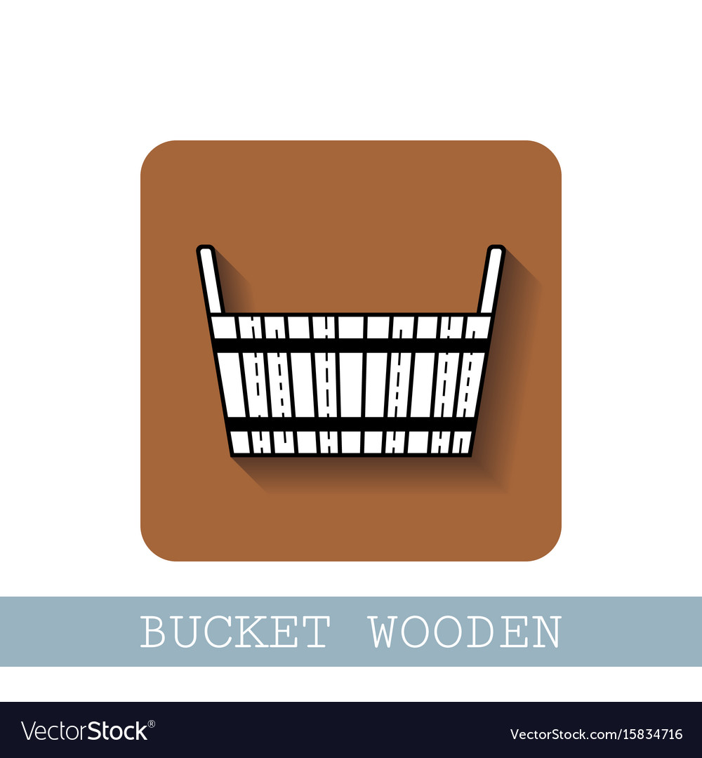 Bucket wooden flat icon object of barrel