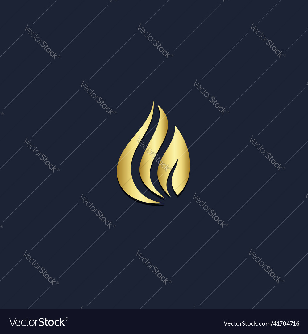 Eco droplet bio organic gold logo Royalty Free Vector Image