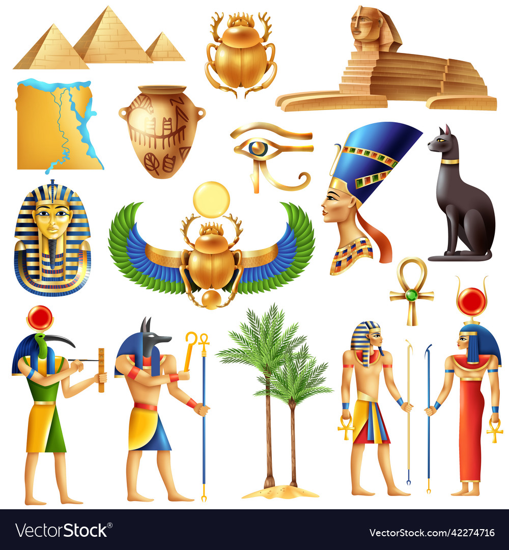 Egypt symbols set Royalty Free Vector Image - VectorStock