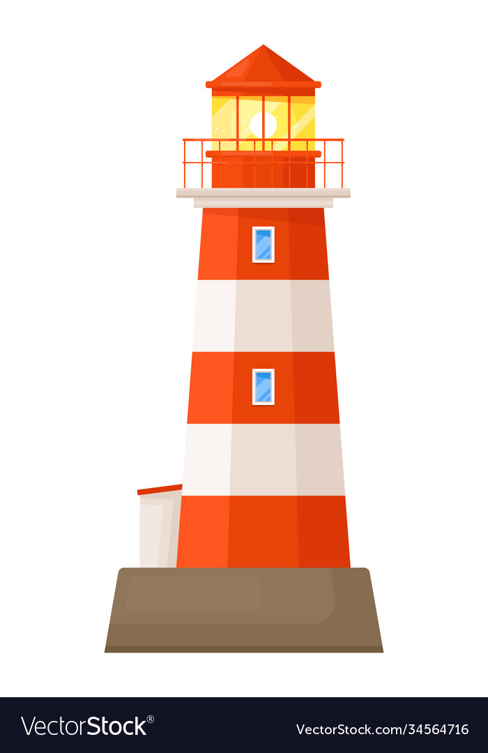 Flat lighthouse isolated on white background