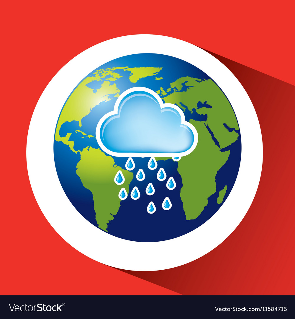 Karte mit Ikone Regen Wolken Wetter Grafik