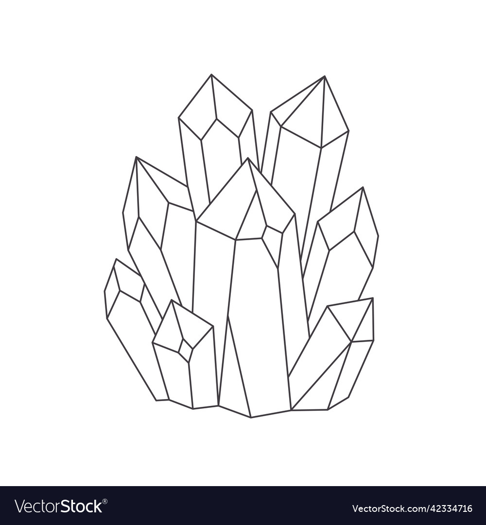 Mystical esoteric or healing crystals linear art Vector Image