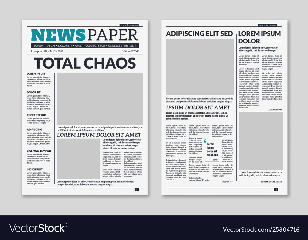 Newspaper pages template. News paper headline vector mockup. Newsprint  modern style. Tabloid journal simple background. Stock Vector