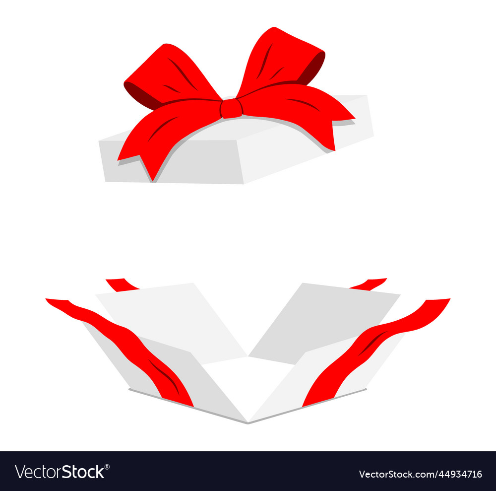 Open white gift box with red ribbon isolated Vector Image