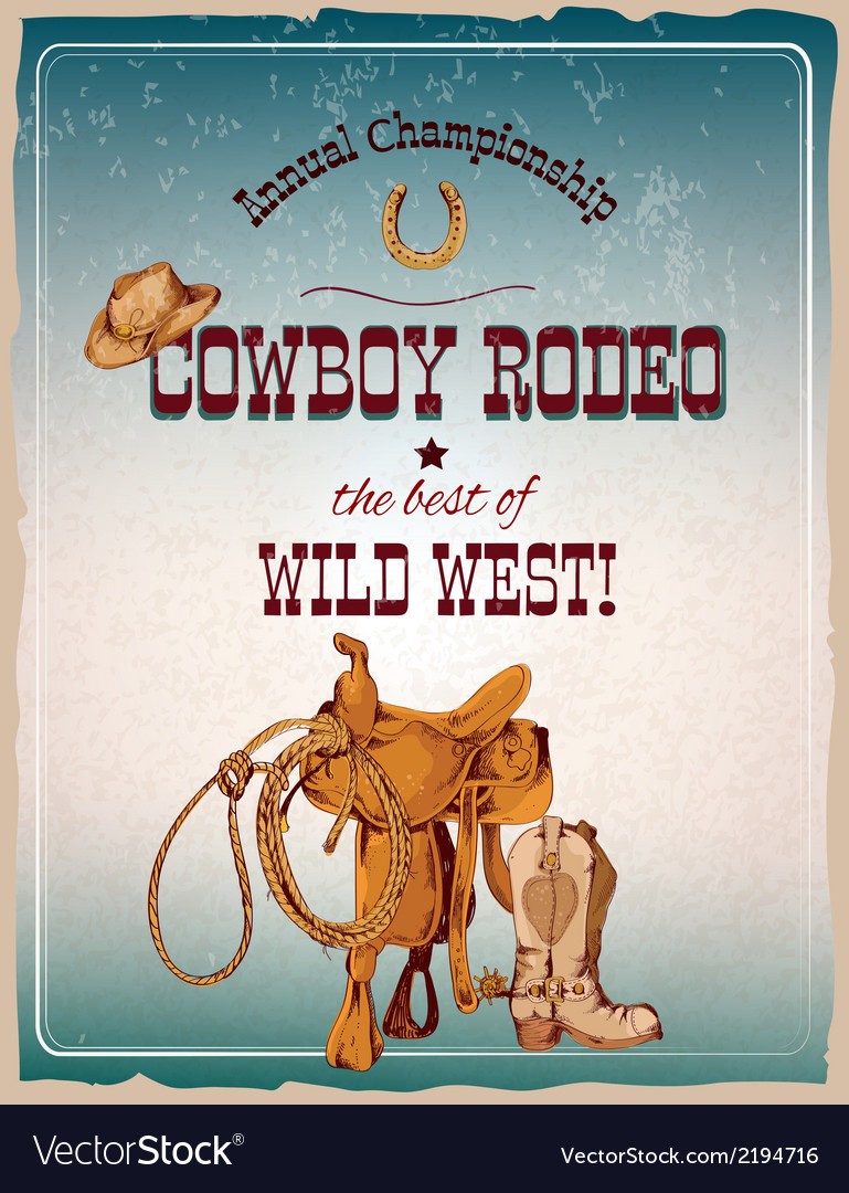 Rodeo poster colored Royalty Free Vector Image