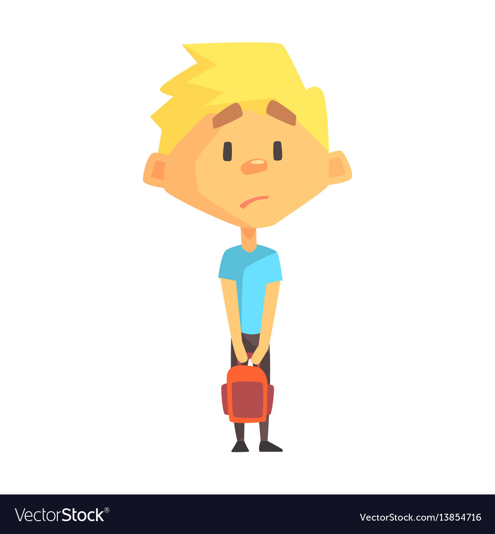 Sad blond boy primary school kid elementary Vector Image