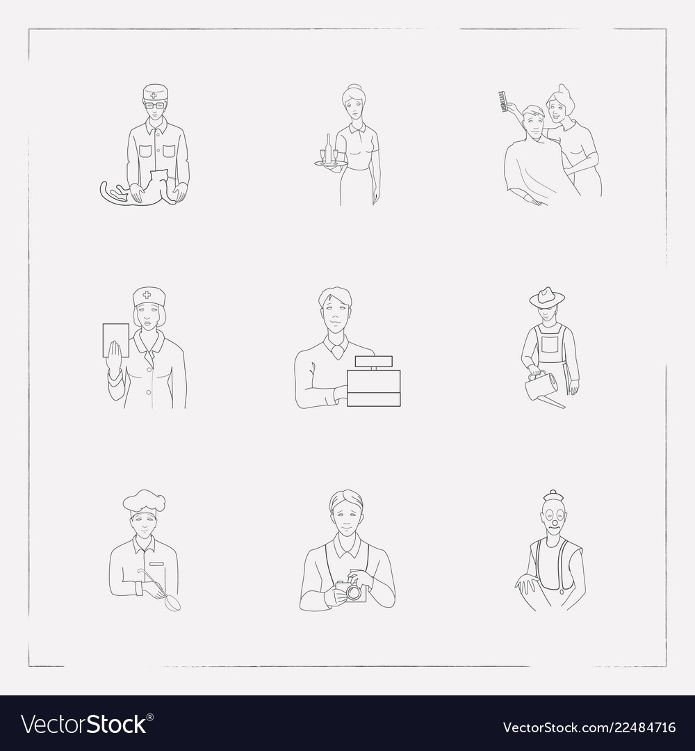 Set person icons line style symbols