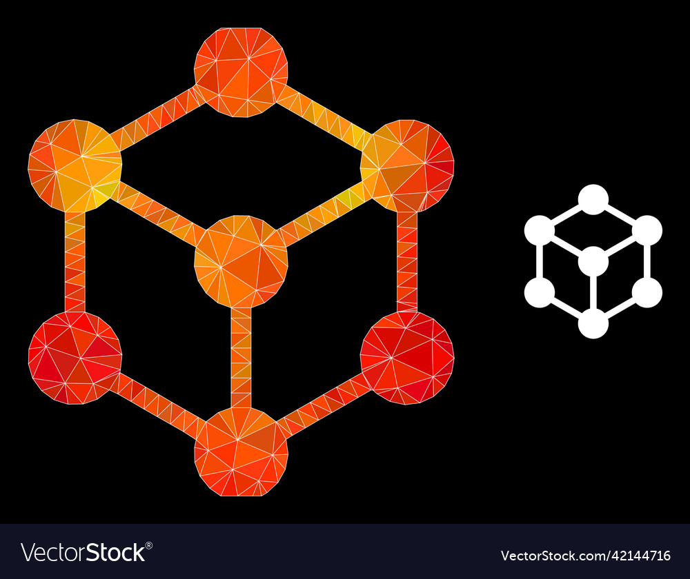 Triangle filled cube nodes icon with orange vector image Triangle filled cube nodes icon with orange