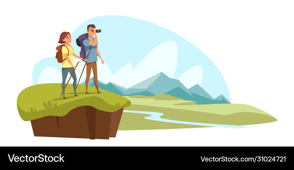 Camping hiking flat Royalty Free Vector Image - VectorStock