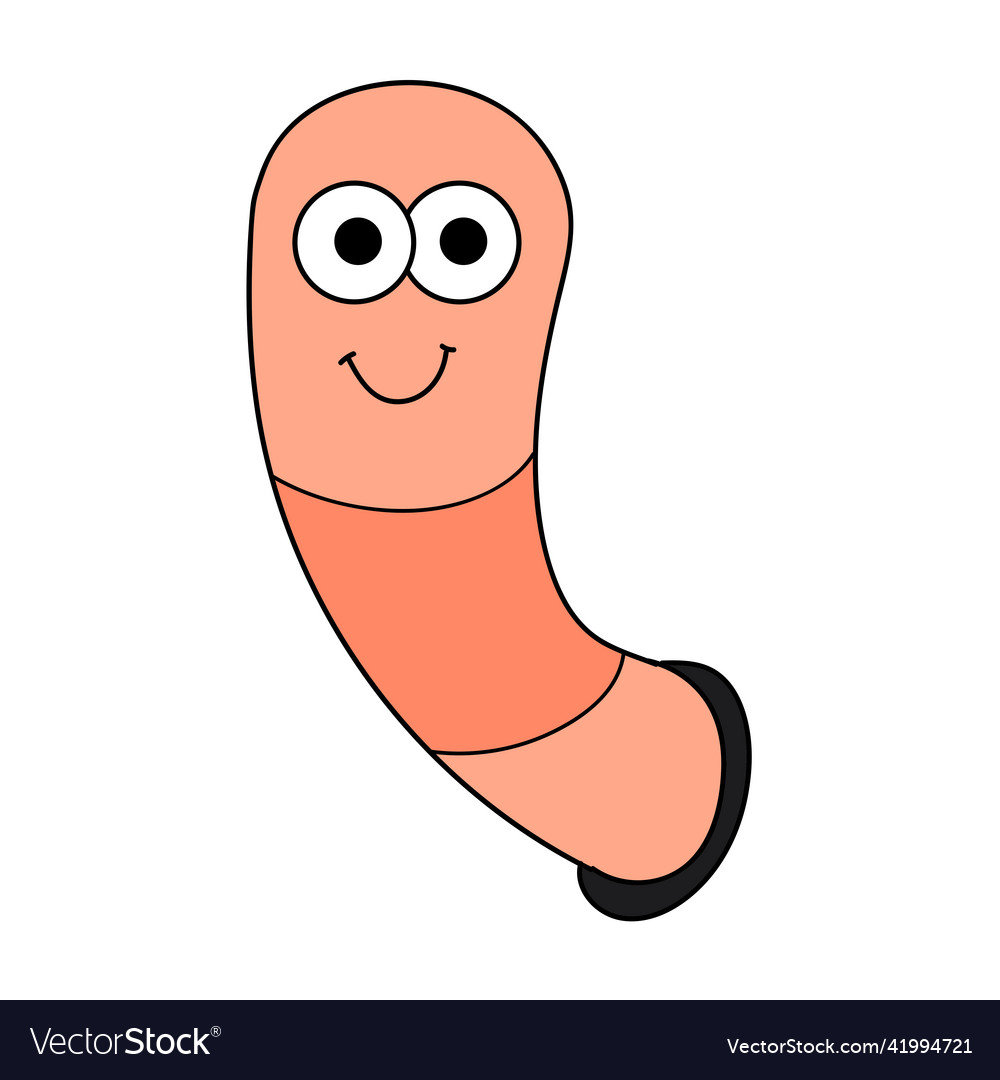 Cartoon linear doodle retro happy worm Royalty Free Vector