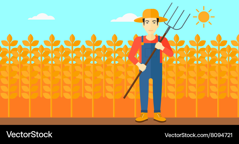 Farmer with pitchfork Royalty Free Vector Image