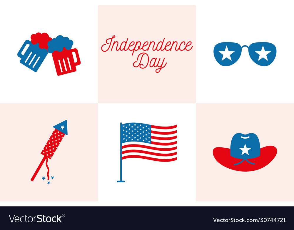 Independence day flat style icon set design