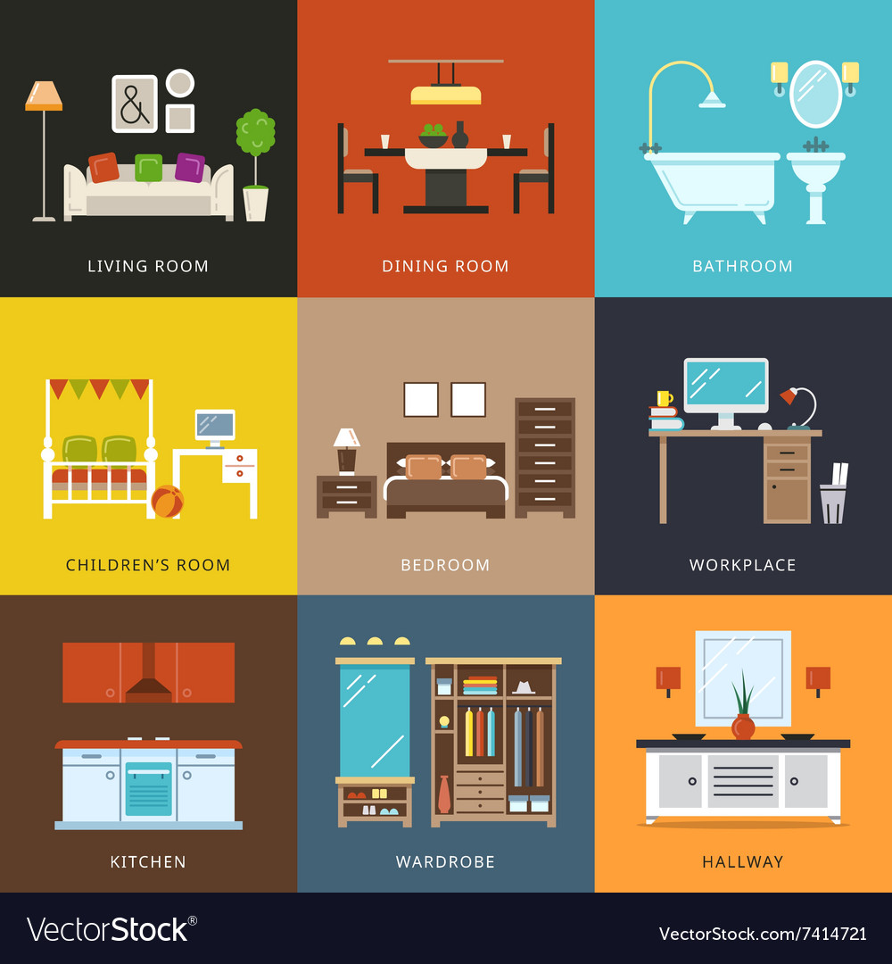 Interior Of Different Rooms Types Royalty Free Vector Image