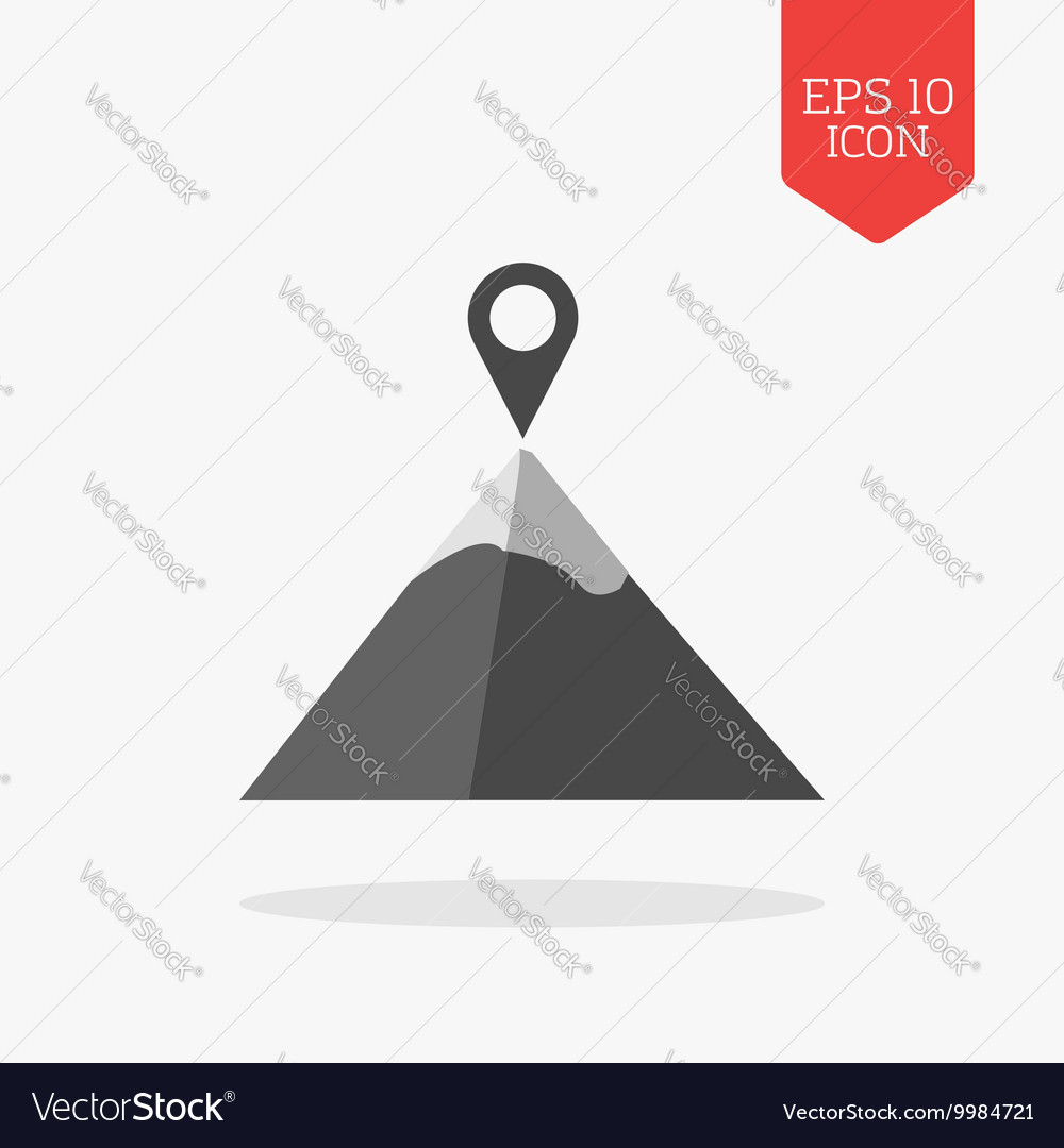 Mountain with pointer icon destination concept