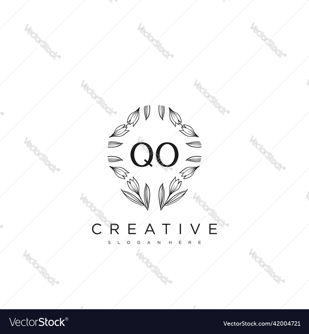 Qo initial letter flower logo template premium art